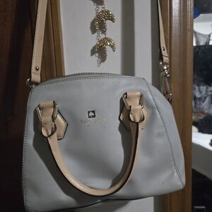 Kate Spade Gray Shoulder Bag with Tan Straps